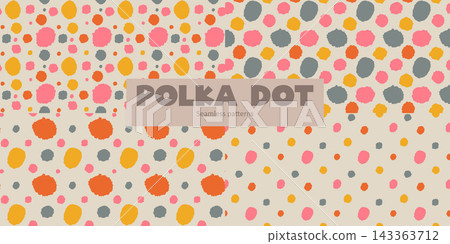 Colorful Hand Drawn Polka Dot Seamless Pattern for Kids Colorful Hand Drawn Polka Dot Seamless Pattern for Kids 143363712