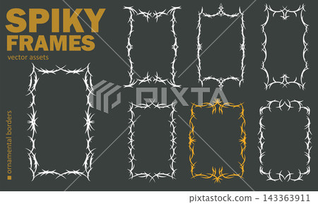 Tribal gothic frame set with barbed ornamental rectangular outlines Tribal gothic frame set with barbed ornamental rectangular outlines 143363911