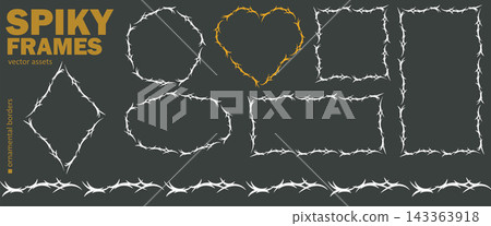 Simplified tribal gothic frame set with sharp outlines 143363918