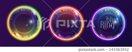 Rainbow Glass Circle Halo Set with Futuristic Glow Rainbow Glass Circle Halo Set with Futuristic Glow 143363932
