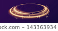 Golden Circle Halo with Glowing Orbit Light Rings 143363934