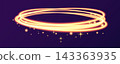 Bright Golden Circle Halo with Dynamic Light Trails 143363935