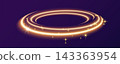 Golden Glowing Circle Halo with Sparkling Orbit Rings 143363954