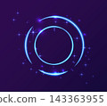 Blue Neon Circle Halo with Futuristic Energy Glow 143363955