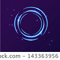 Futuristic Blue Circle Halo with Neon Light Rings 143363956