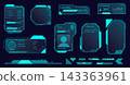 Blue HUD Info Panel Collection with Futuristic Data and Interface Frames 143363961