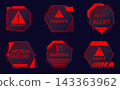 Red Futuristic HUD Info Panel Frames with Alert and Military Interface Elements 143363962