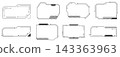 Futuristic HUD Info Panel Frames with Blue Interface Elements and Text 143363963