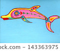 丙烯顏料海豚插圖 143363975