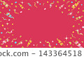 Ribbon and confetti background, red, 16:9 aspect ratio 143364518