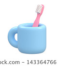 3D illustration of a stylized toothbrush with a transparent background. 143364766