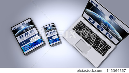 Responsive website design for laptops, smartphones, and tablets. Responsive website design for laptops, smartphones, and tablets. 143364867