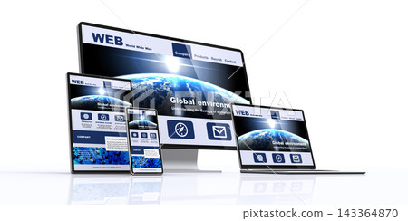 Responsive website design for PCs, laptops, and mobile devices. 143364870