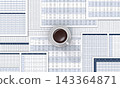 Business documents and coffee cups 143364871