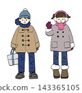 Illustration of children wearing winter coats 143365105