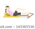 Illustration of a woman doing machine Pilates (exercise) 143365536
