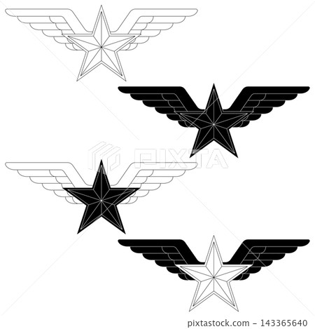 Linear Metallic Winged Star 143365640