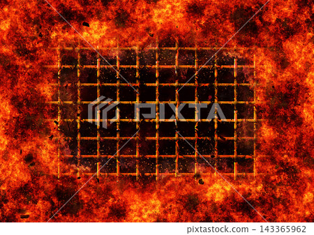 Burning metal mesh and flame energy texture Burning metal mesh and flame energy texture 143365962
