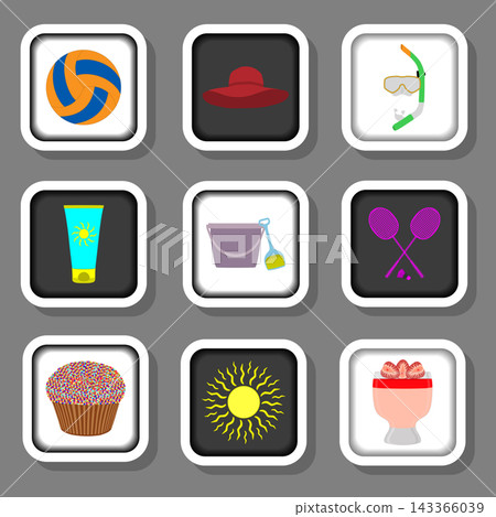 Vector icon illustration logo for set symbols on flat colored buttons 143366039