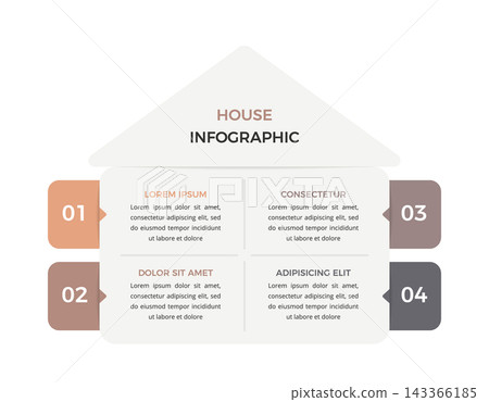 House-Shaped Four Section Infographic Template House-Shaped Four Section Infographic Template 143366185