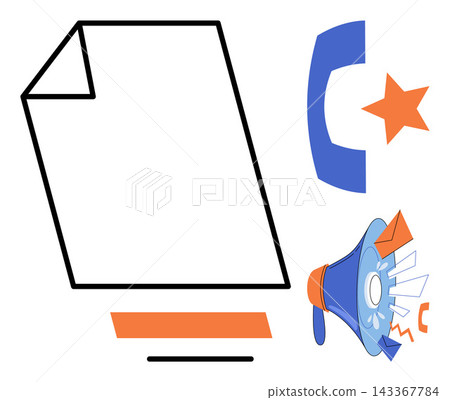 Business communication icons set with document megaphone and phone vector illustration. Marketing, contact, feedback, promotion, messaging, office work. Corporate symbols for digital media Business communication icons set with document megaphone and phone vector illustration. Marketing, contact, feedback, promotion, messaging, office work. Corporate symbols for digital media 143367784