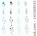 Air bubbles flat vector  element signs.Line and flat  blue water bubbles icon, gas balloons, water doodle flat vector, for patterns, card. 143368543