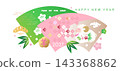 Happy Chinese New Year 2027, Zodiac sign, lunar new year of the Goat Japanese translation: "Happy New Year, Goat" Vector template zodiac sheep animal art   icon illustration 143368862