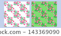 Set of seamless pattern christmas elegant festive modern style Hand-drawn cute poinsettias, holly berries, ribbon, rowanberry, branches and snowflakes Vector template background illustration 143369090