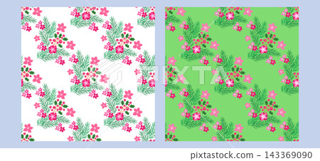 Set of seamless pattern christmas elegant festive modern style Hand-drawn cute poinsettias, holly berries, ribbon, rowanberry, branches and snowflakes Vector template background illustration Set of seamless pattern christmas elegant festive modern style Hand-drawn cute poinsettias, holly berries, ribbon, rowanberry, branches and snowflakes Vector template background illustration 143369090