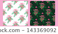 Set of seamless pattern christmas elegant festive modern style Hand-drawn cute poinsettias, holly berries, ribbon, rowanberry, branches and snowflakes Vector template background illustration 143369092