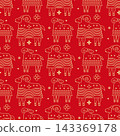 Happy Chinese New Year 2027, Zodiac sign, lunar new year of the Goat Cold and red  seamless pattern Vector template zodiac symbol animal  icon illustration 143369178
