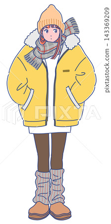 A girl wearing thick, fluffy clothes A girl wearing thick, fluffy clothes 143369209