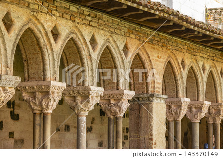 Moissac Abbey cloister arches and carved capitals 143370149
