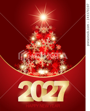 Elegant Christmas Tree 2027. Vector background design. Elegant Christmas Tree 2027. Vector background design. 143370197