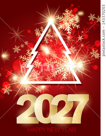 Elegant Christmas Tree 2027. Vector background design. 143370203