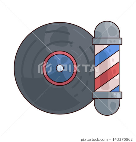 Illustration of Vinyl Record with barber pole 143370862
