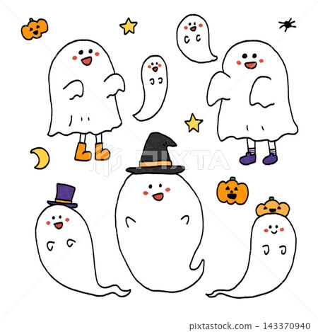 Halloween Ghosts Illustration Set Halloween Ghosts Illustration Set 143370940