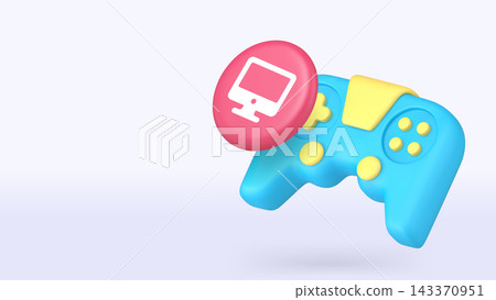 Video gaming cybersport esport virtual playing 3d icon banner copy space vector illustration Video gaming cybersport esport virtual playing 3d icon banner copy space vector illustration 143370951