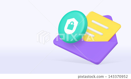 Electronic mail email message chat privacy safety confidential 3d icon banner copy space vector Electronic mail email message chat privacy safety confidential 3d icon banner copy space vector 143370952