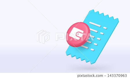 Success shopping payment receipt list of purchase 3d icon banner copy space vector illustration Success shopping payment receipt list of purchase 3d icon banner copy space vector illustration 143370963