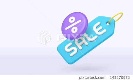 Sale discount shopping special offer tag 3d icon banner copy space vector illustration Sale discount shopping special offer tag 3d icon banner copy space vector illustration 143370973