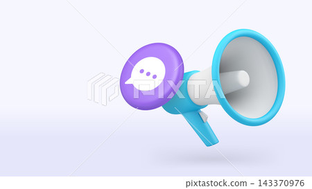 Advertising announcement promo message megaphone 3d icon banner copy space vector Advertising announcement promo message megaphone 3d icon banner copy space vector 143370976