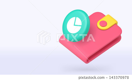 Budget balance money earnings expenses analyzing 3d icon banner copy space vector illustration 143370978