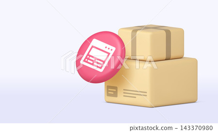 Online shopping order cargo parcel delivery logistic service 3d icon banner copy space vector Online shopping order cargo parcel delivery logistic service 3d icon banner copy space vector 143370980