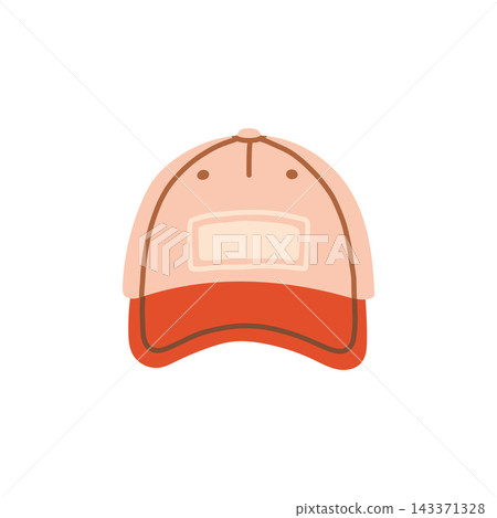 Pink and red two tone baseball cap vector illustration. Classic summer casual sport hat isolated on white background Pink and red two tone baseball cap vector illustration. Classic summer casual sport hat isolated on white background 143371328