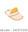 Beige and yellow sun visor cap vector illustration. Minimalist summer beach protection hat isolated on white background 143371330