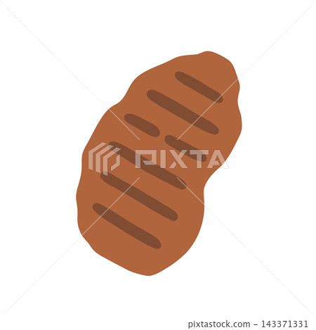 Grilled meat steak vector illustration with grill marks. Juicy beef pork chop isolated on white background for barbecue menu, steakhouse poster, and food prints Grilled meat steak vector illustration with grill marks. Juicy beef pork chop isolated on white background for barbecue menu, steakhouse poster, and food prints 143371331