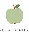 Cute green apple vector illustration in a hand-drawn style. Perfect for healthy food, picnic, fruit icons, nutrition, organic, and autumn design 143371337