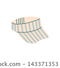Blue grey and cream striped sun visor hat vector illustration. Classic summer beach visor cap isolated on white background 143371353