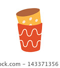 Reusable drink cup with wavy pattern vector illustration. Ideal for picnic beverage, takeaway coffee, summer drink, and lifestyle graphics 143371356